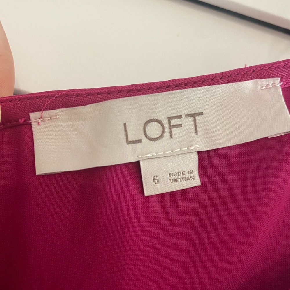 Ann Taylor LOFT Bias Midi Slip Dress Magenta 6 - Picture 4 of 6